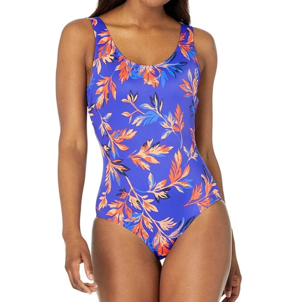 L.L. Bean One Piece Swimsuit Blue and Orange Size 12